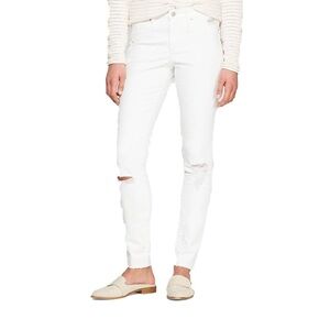 Universal Thread High Rise White Stretch Distressed Jeans Size 14